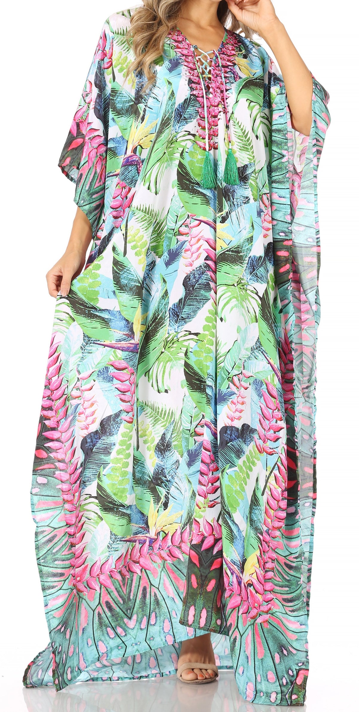 Plus Size Tropical Caftan Maxi Dress & Cover-Up