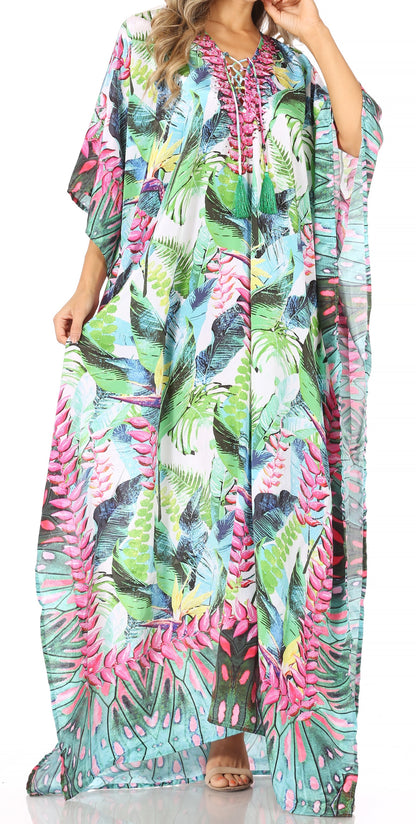 Plus Size Tropical Caftan Maxi Dress & Cover-Up