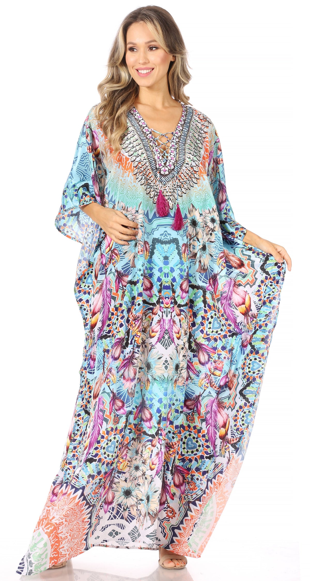 Plus Size Tropical Caftan Maxi Dress & Cover-Up