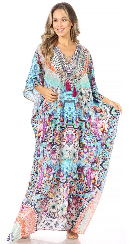 Plus Size Tropical Caftan Maxi Dress & Cover-Up