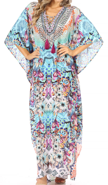 Plus Size Tropical Caftan Maxi Dress & Cover-Up