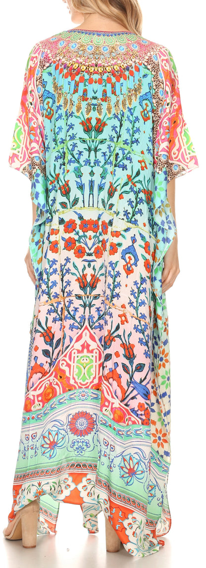 Plus Size Tropical Caftan Maxi Dress & Cover-Up