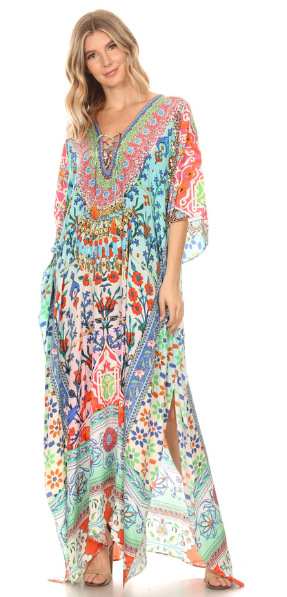 Plus Size Tropical Caftan Maxi Dress & Cover-Up