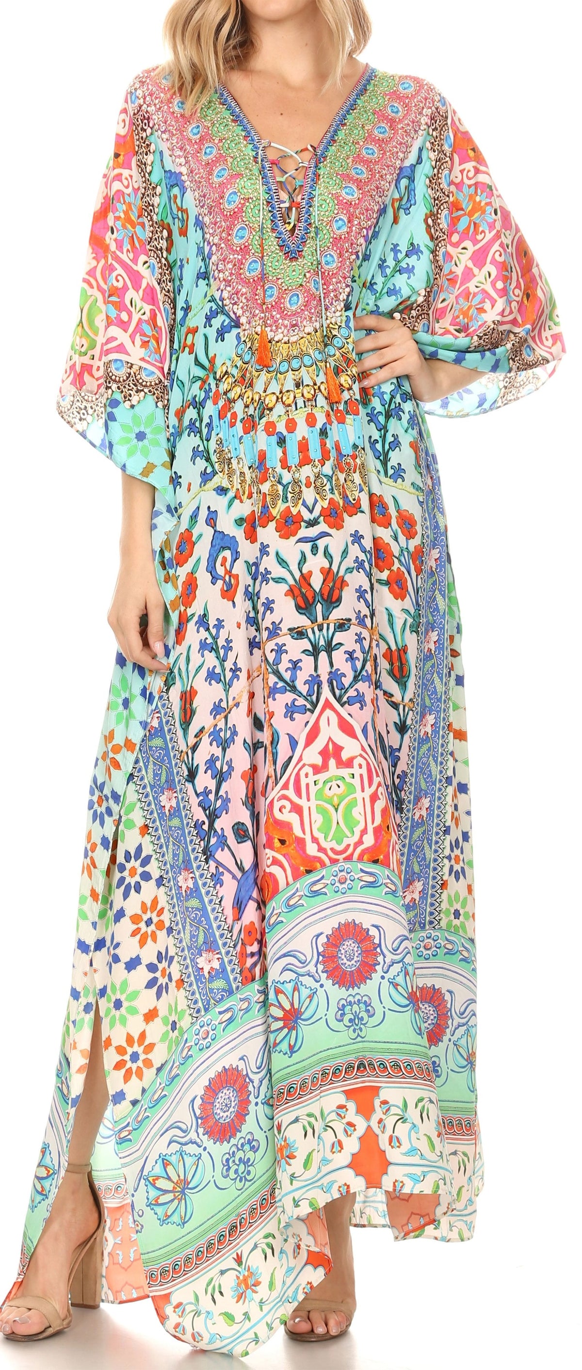 Plus Size Tropical Caftan Maxi Dress & Cover-Up
