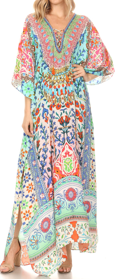 Plus Size Tropical Caftan Maxi Dress & Cover-Up