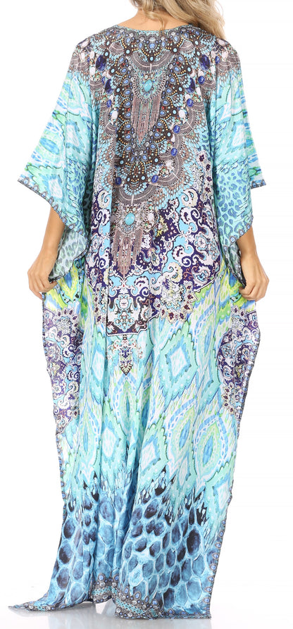 Plus Size Tropical Caftan Maxi Dress & Cover-Up