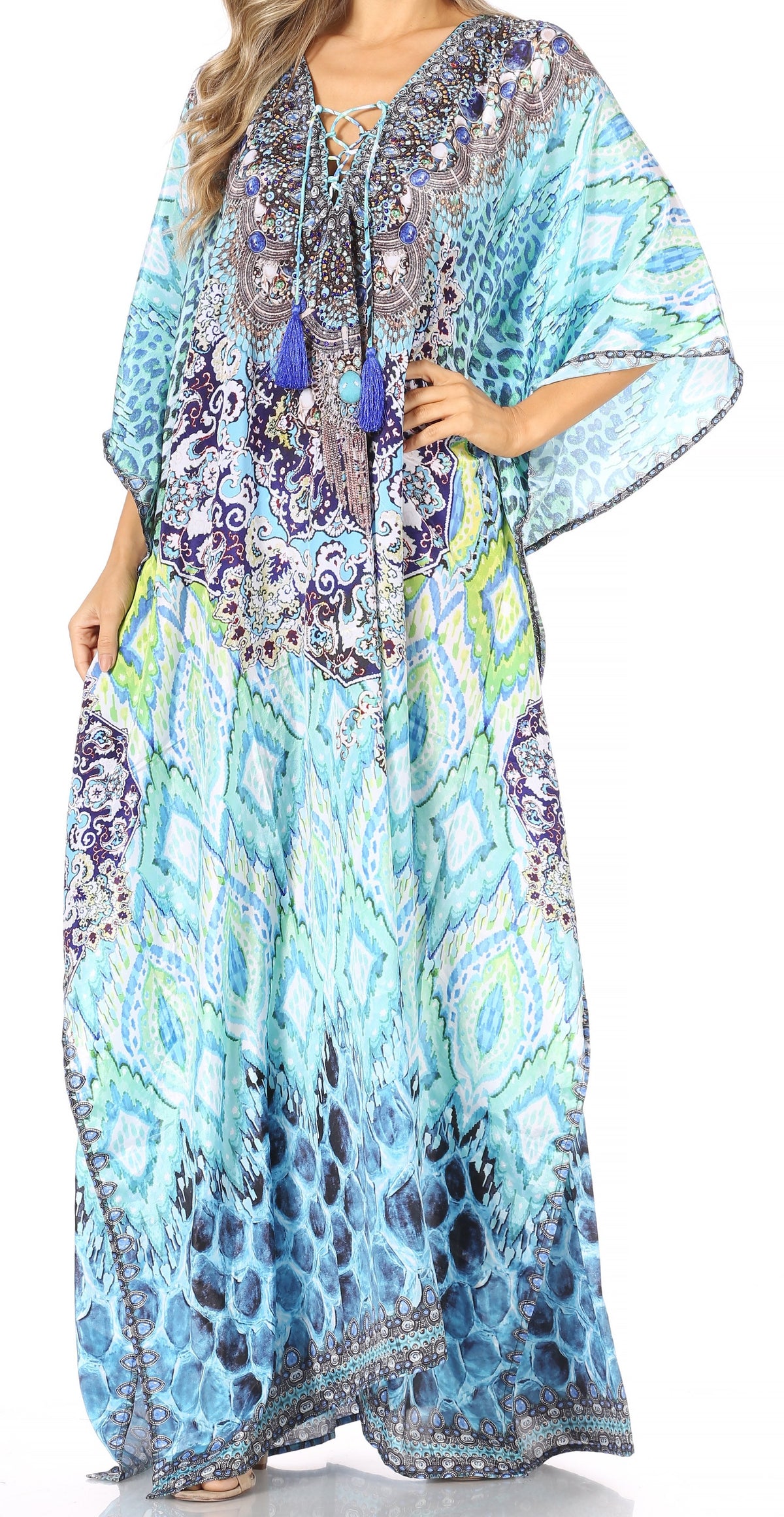 Plus Size Tropical Caftan Maxi Dress & Cover-Up