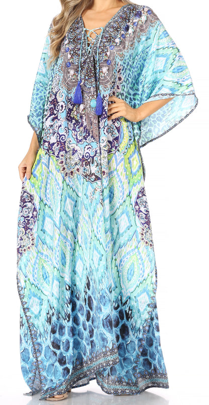 Plus Size Tropical Caftan Maxi Dress & Cover-Up