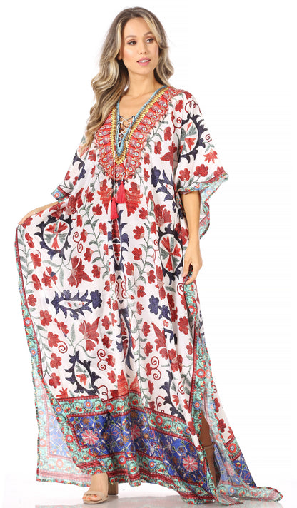 Plus Size Tropical Caftan Maxi Dress & Cover-Up