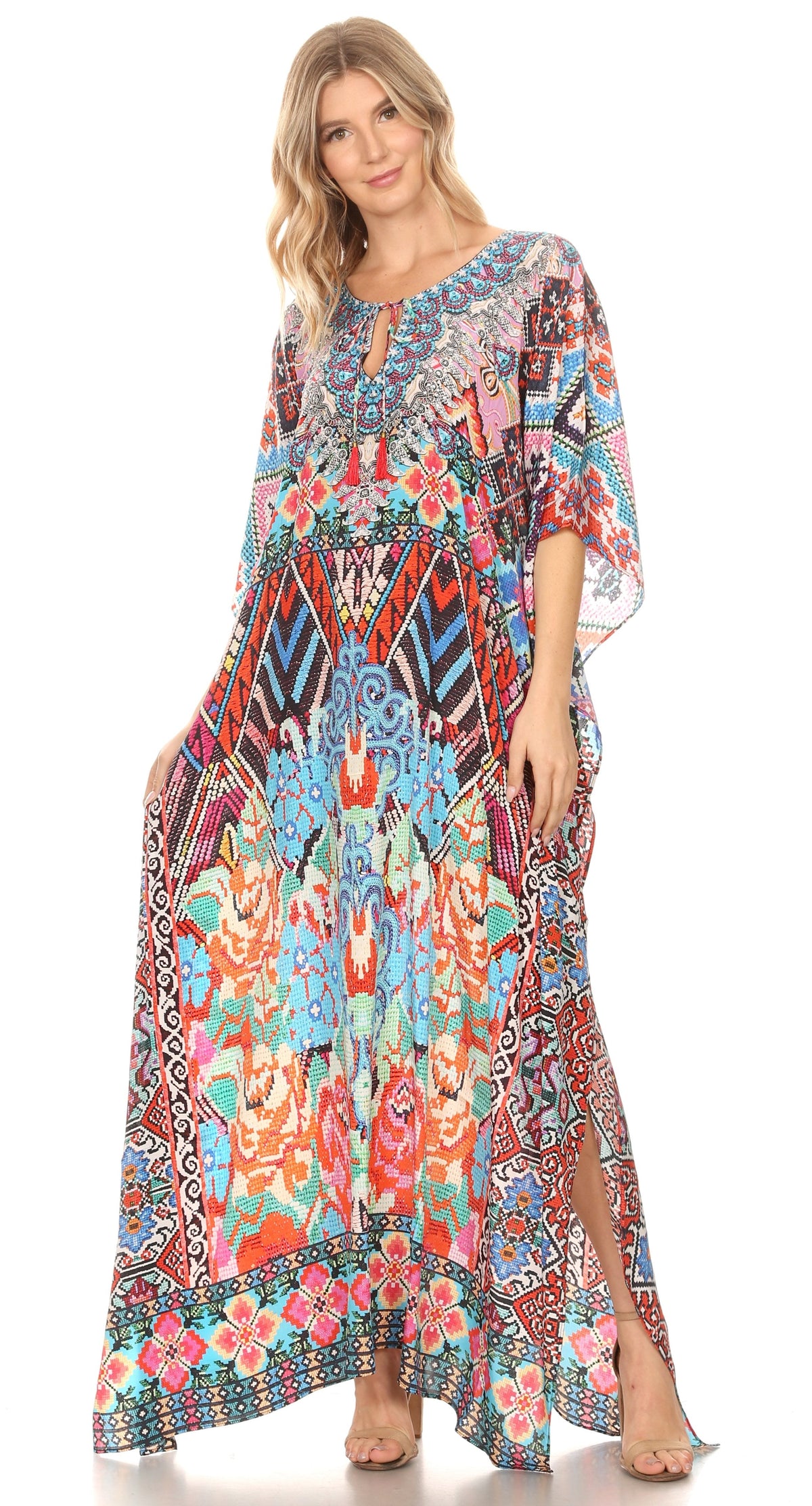 Plus Size Tropical Caftan Maxi Dress & Cover-Up