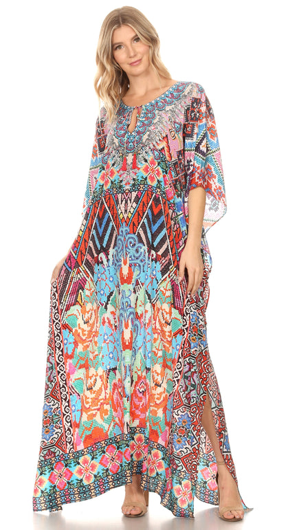 Plus Size Tropical Caftan Maxi Dress & Cover-Up
