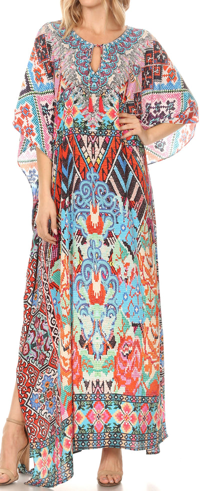 Plus Size Tropical Caftan Maxi Dress & Cover-Up