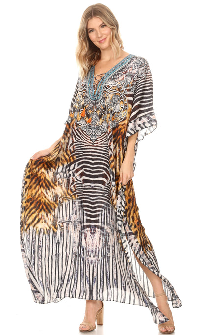 Plus Size Tropical Caftan Maxi Dress & Cover-Up
