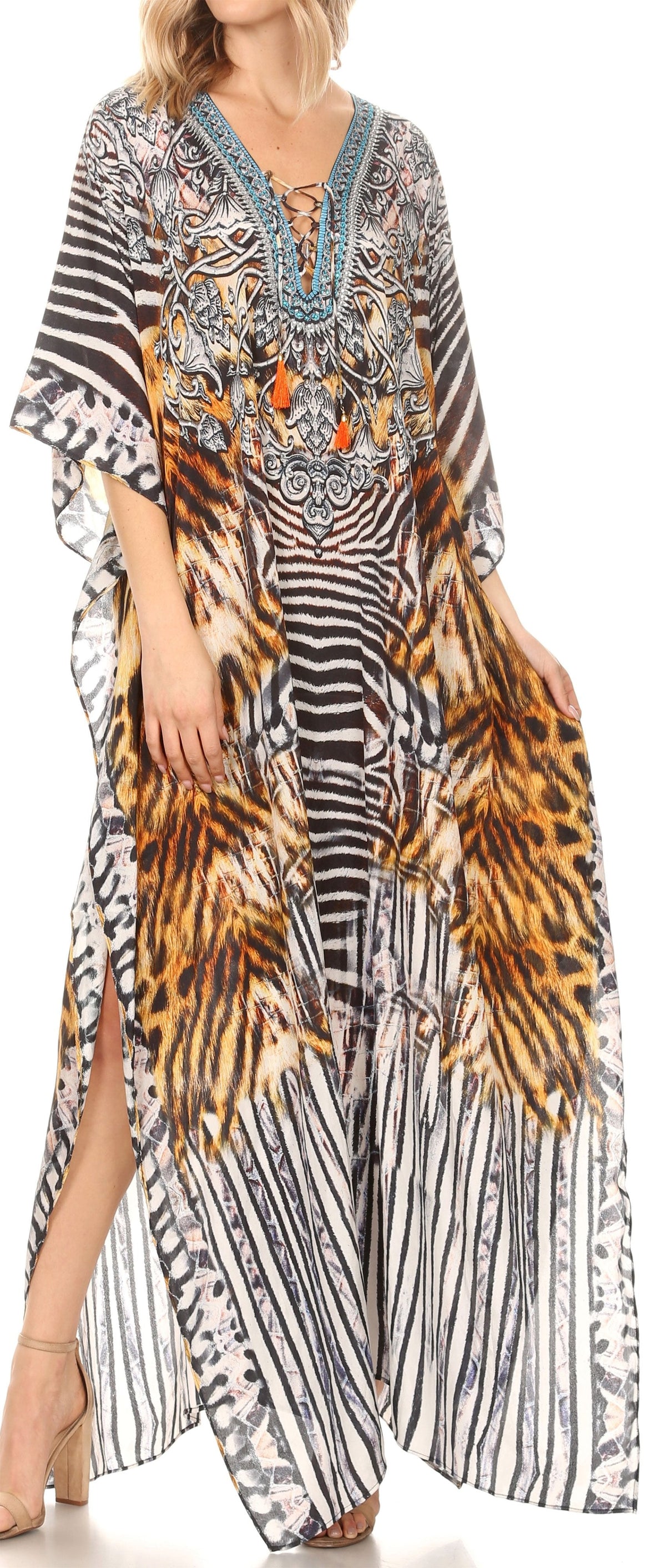 Plus Size Tropical Caftan Maxi Dress & Cover-Up