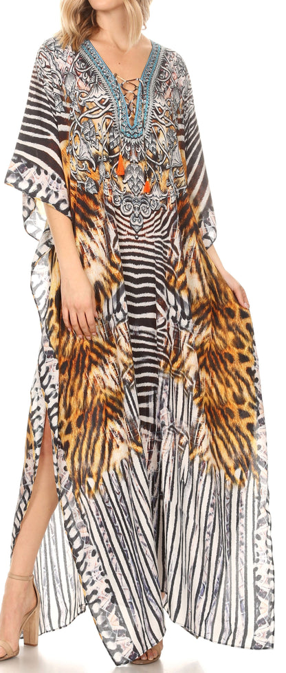 Plus Size Tropical Caftan Maxi Dress & Cover-Up